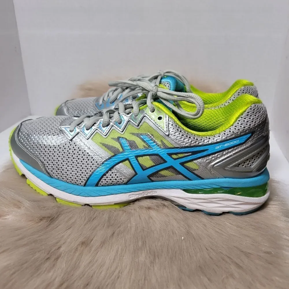 Asics Women's GT-2000 V4 T658N Silver Blue Running Shoes Sneakers Size 9.5